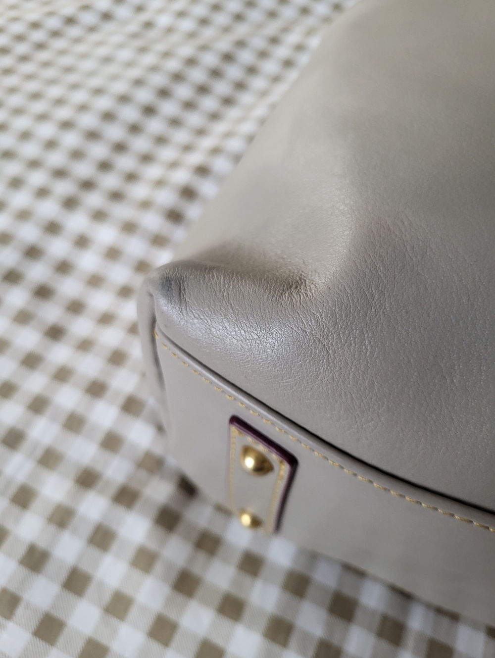 Dooney & Bourke Gray Florentine Leather Drawstring Tote / Satchel, Gold Hardware - Picture 8 of 16